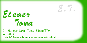 elemer toma business card